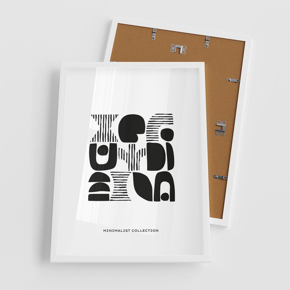 Plakat w ramie 50x70 - Taniec Dziwacznych Kresek - minimalistyczny plakat, czarno biały - rama biała
