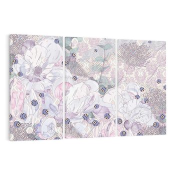 Obraz na płótnie 120x80 - Malowane oddechy istnienia - pomieszane tekstury, kwiatowe elementy