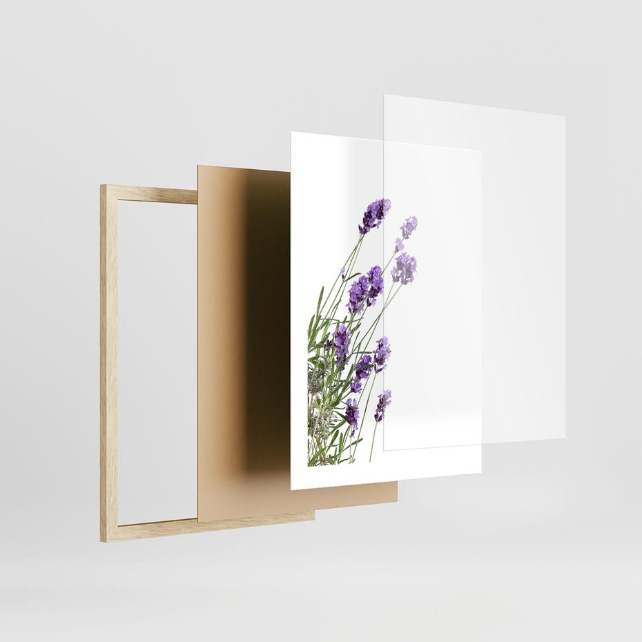 Plakat w ramie 30x40 - Delikatny Urok - lawenda, kwiaty - rama drewno