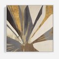 Obraz w ramie 50x50 - Szept roślinnych emocji - olejna abstrakcja, złoto i brąz - rama biała