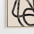 Obraz w ramie 50x50 - Przenikanie Wirtualnych Wymiarów - zaplątane minimalistyczne linie, na bezowym tle - rama drewno
