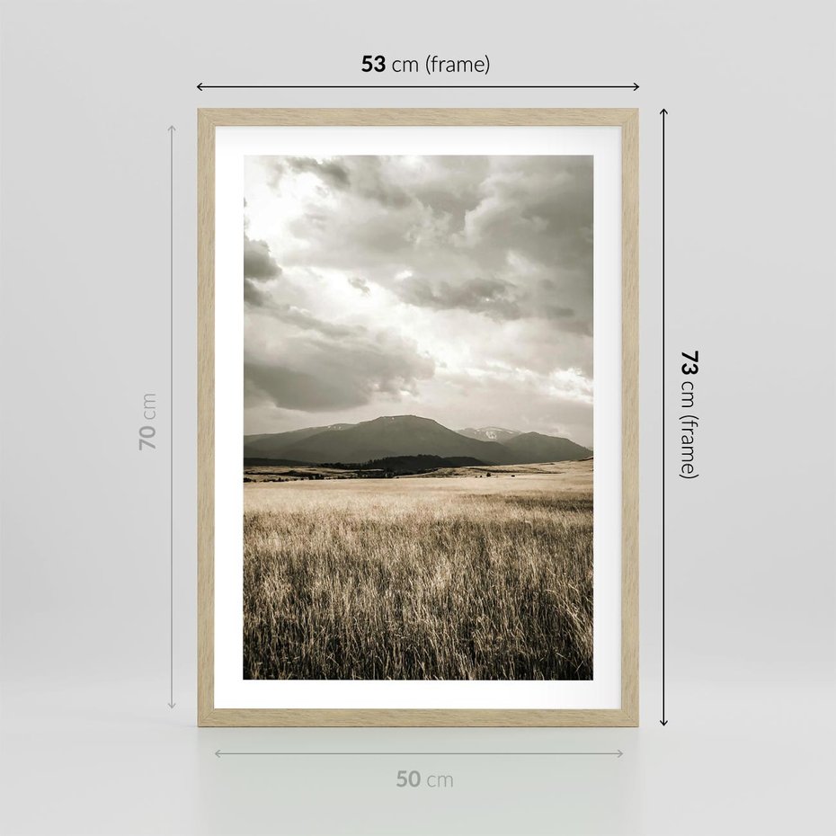 Plakat w ramie 50x70 - Nostalgiczny Krajobraz - pole, krajobraz - rama drewno