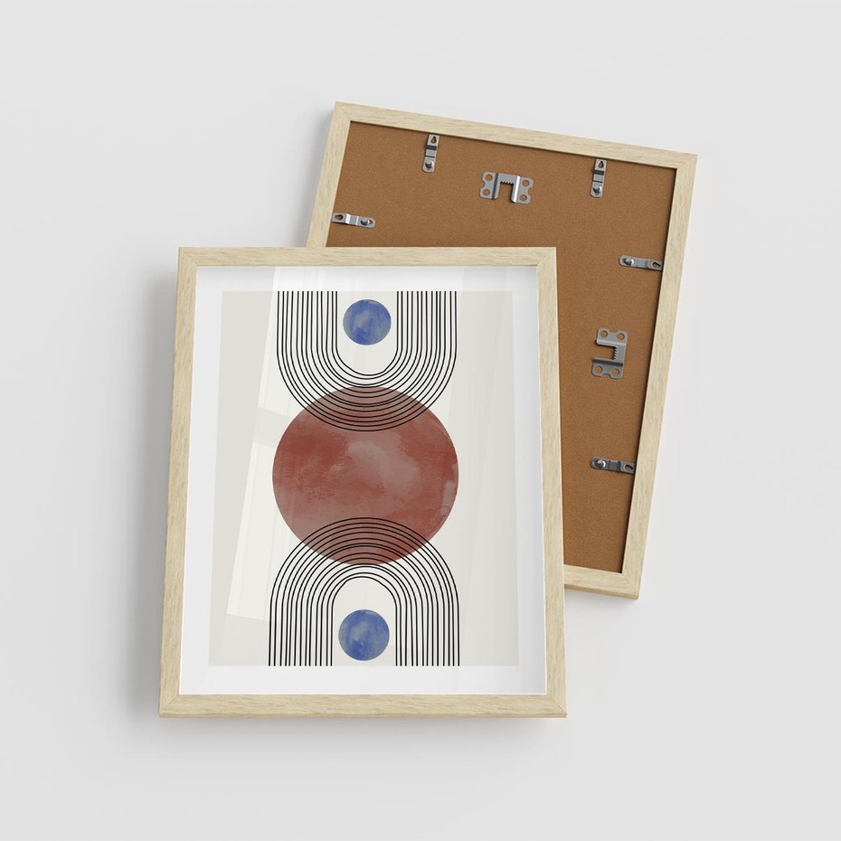 Plakat w ramie 40x50 - Księga Impulsów - nowoczesny plakat, styl midcentury - rama drewno