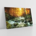 Obraz na płótnie 100x70 - Siła Natury: Strumień w Lesie - strumień, las