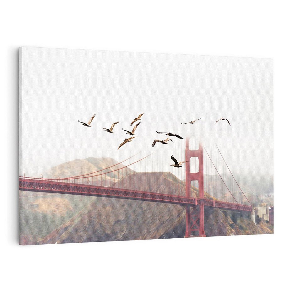 Obraz na płótnie 70x50 - Mewy przy Złotej Bramie - mewy, Golden Gate