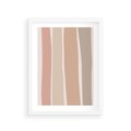 Plakat w ramie 30x40 - Tęczowa Zgaszona Aura - abstakcyjne tęczowe pasy, delikatne odcienie beżu - rama biała