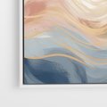 Obraz w ramie 50x50 - Ukojenie Współczesności - abstrakcyjne fale, gładkie linie - rama biała