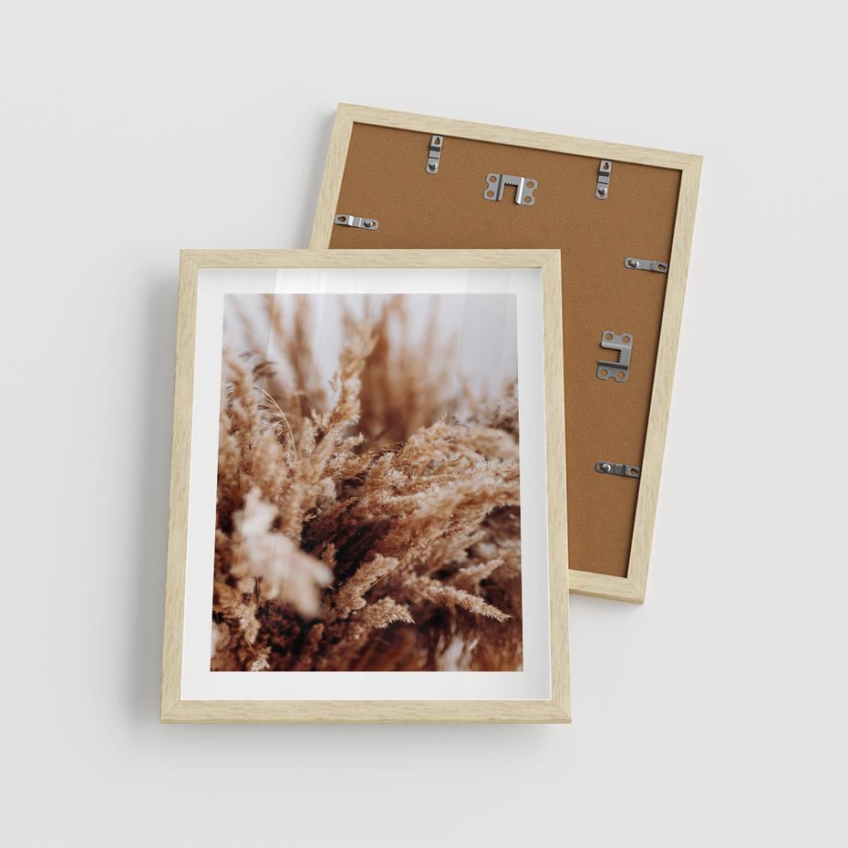 Plakat w ramie 40x50 - Sztuka Suszonych Traw - trawa pampas, suszone trawy - rama drewno