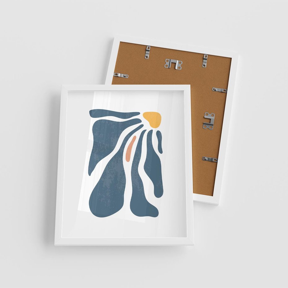 Plakat w ramie 40x50 - Melodia Kolorowych Płatków - nowoczesna kwiatowa grafika, styl retro - rama biała