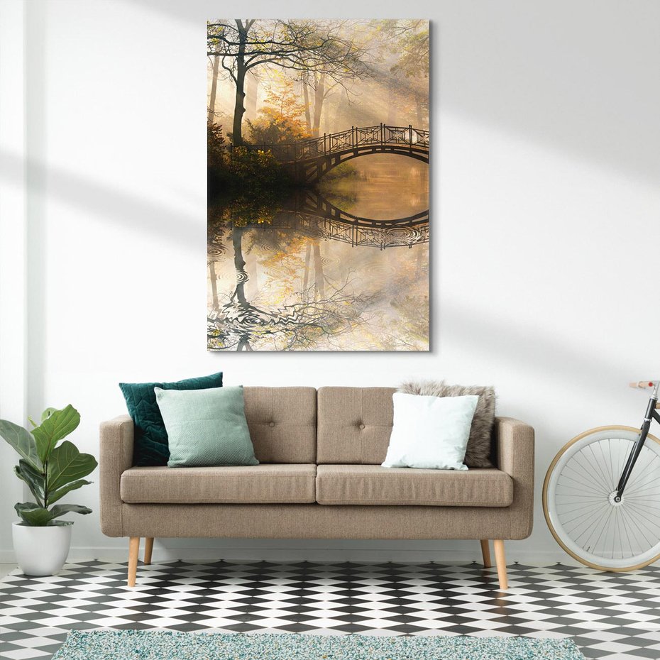 Obraz na płótnie 70x100 - Romantyczny Mostek - mostek, romantyczny