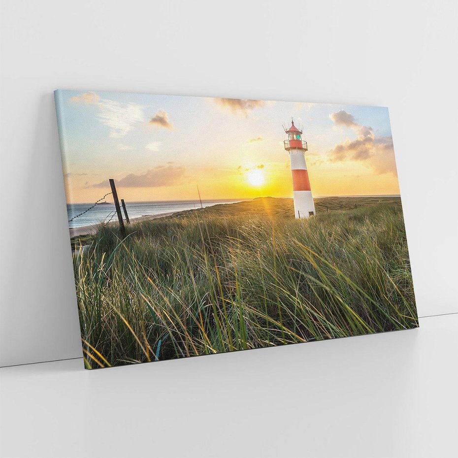 Obraz na płótnie 100x70 - Magia latarni przy zachodzie - latarnia, zachód