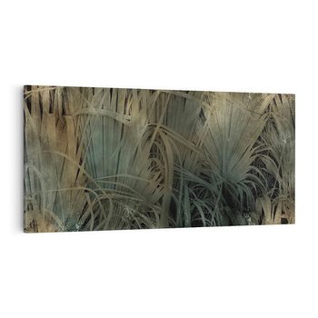 Obraz na płótnie 140x70 - Światło w mroku duszy - liście traw, mroczny klimat