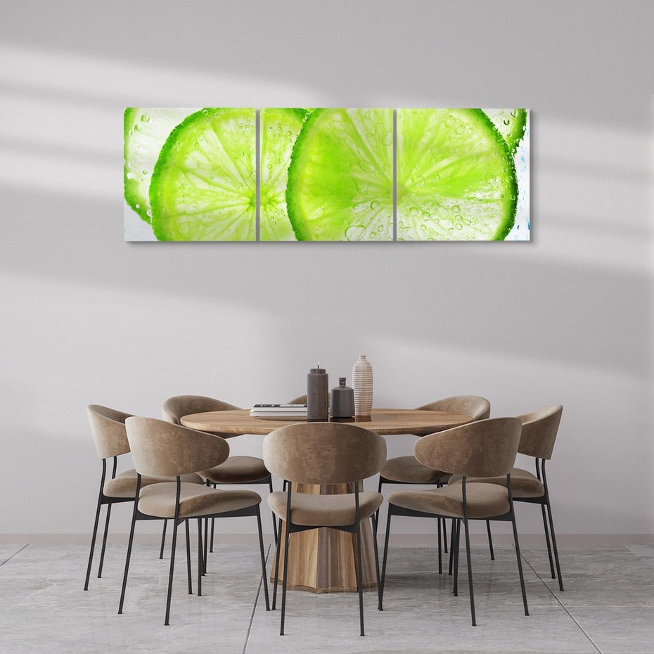 Obraz na płótnie 150x50 - Soczyste limonki - limonki, owoce