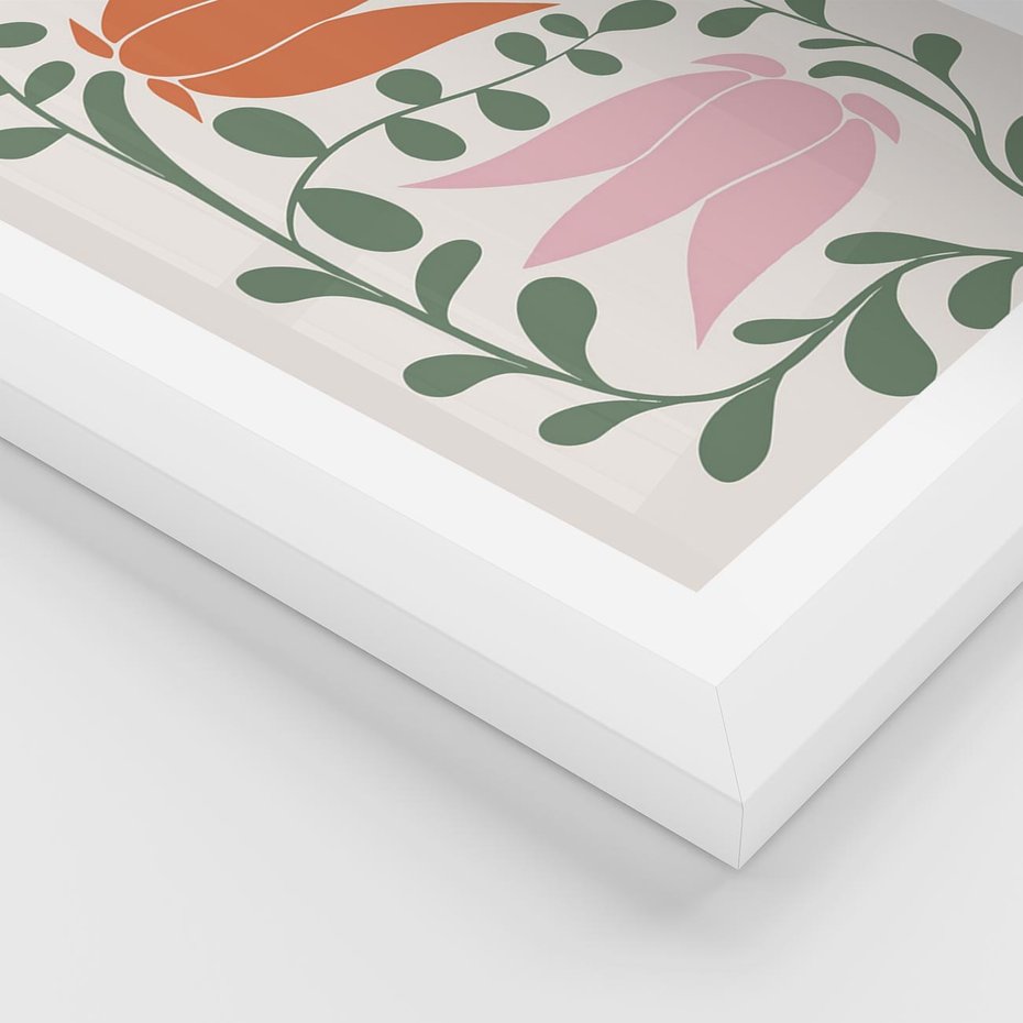 Plakat w ramie 50x70 - Rozkwitające Kontury - plakat, kwiaty - rama biała