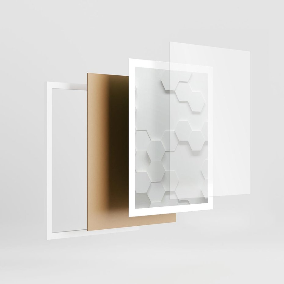 Plakat w ramie 50x70 - Przestrzenne Zabawy - geometryczne, 3D - rama biała