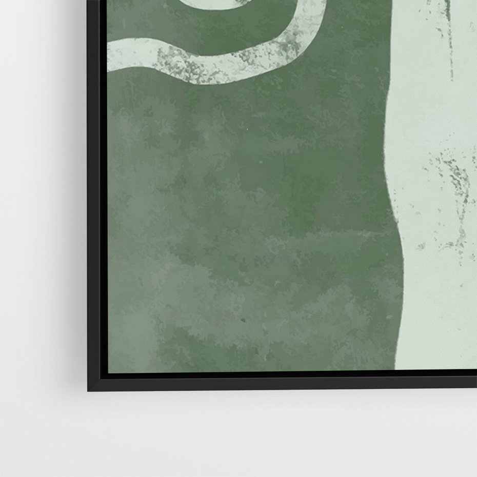 Obraz w ramie 50x70 - Inspirujące Zawiłości Zieleni - abstrakcyjny kształt, zielony plakat - rama czarna