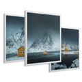 Zestaw obrazy w ramie 30x40 galeria - Skandynawia, Norwegia, góry, domek - rama biała