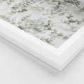 Plakat w ramie 40x50 - Delikatność Zieleni - zielone gałązki, listki - rama biała