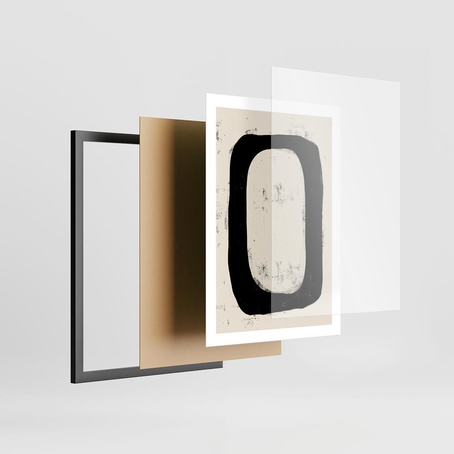 Plakat w ramie 50x70 - Wnętrza Kształtów - abstrakcja, minimalizm - rama czarna