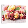 Obraz na płótnie 70x50 - brzoskwinie i wiśnie - owoce, brzoskwinie