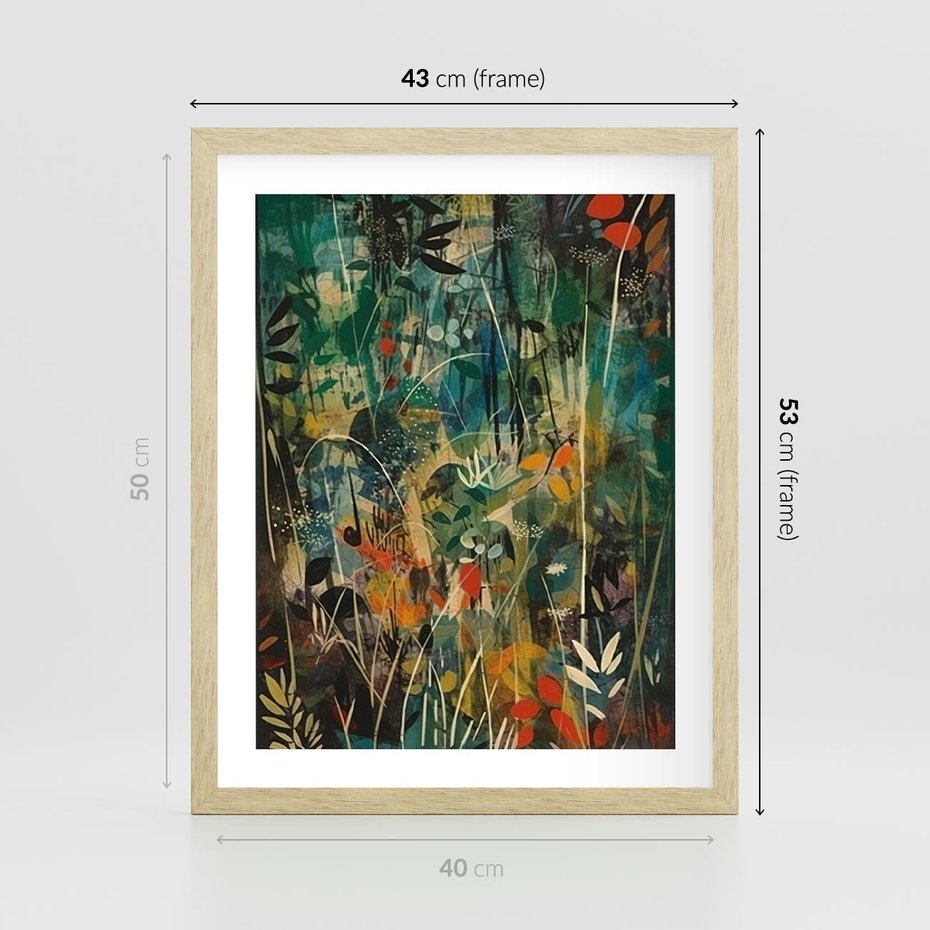 Plakat w ramie 40x50 - Abstrakcyjne Wariacje Form - abstrakcyjny obraz, mnogość kolorów - rama drewno
