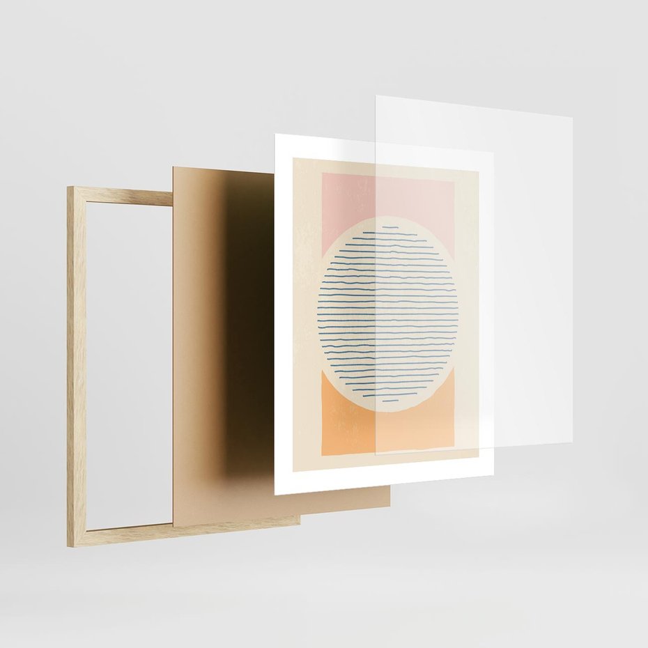 Plakat w ramie 40x50 - Rozbijająca Opowieść - geometryczne kształty, koła - rama drewno
