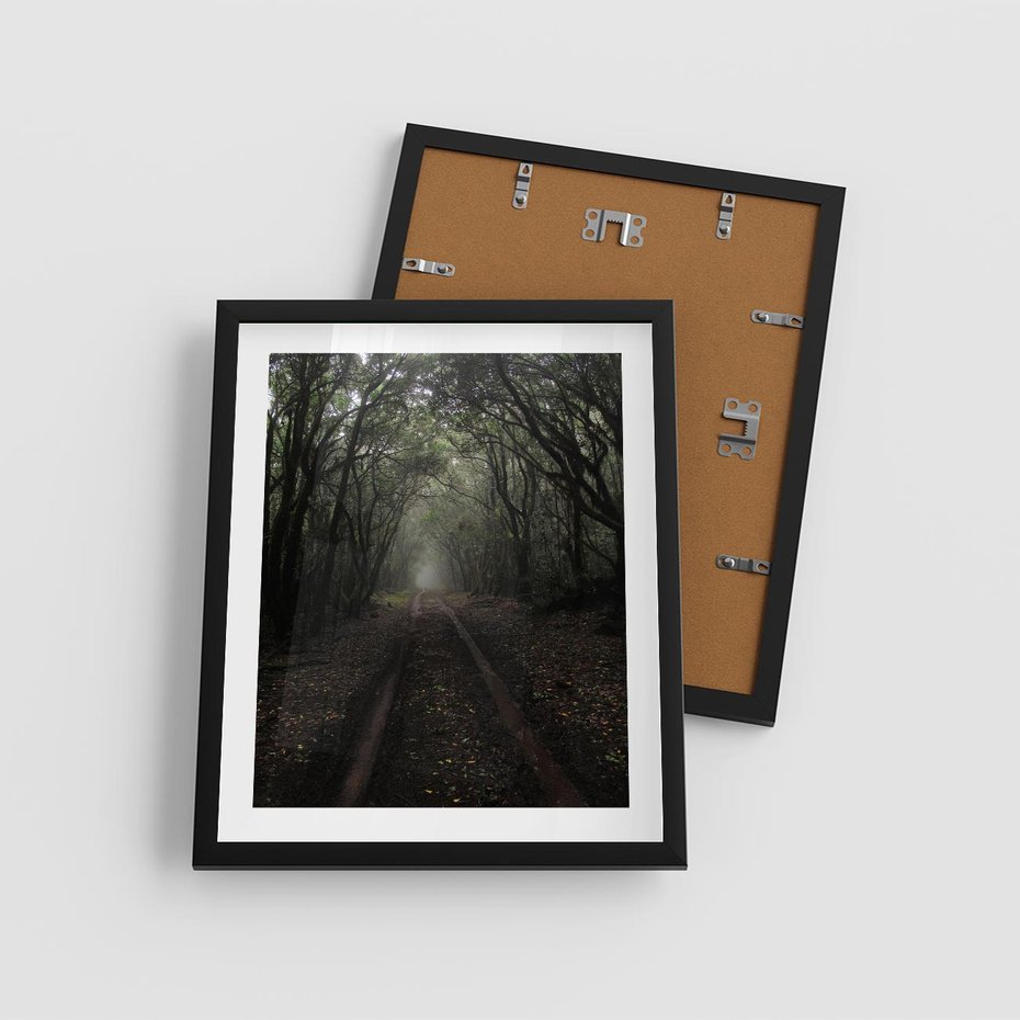 Plakat w ramie 40x50 - Urok Drogi - las, droga - rama czarna