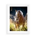 Plakat w ramie 50x70 - Spotkanie konia na łące - koń, łąka - rama biała