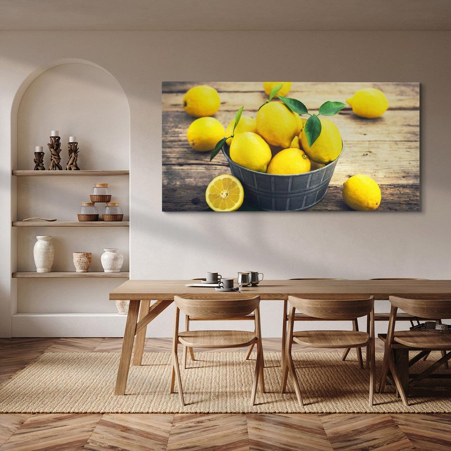 Obraz na płótnie 120x60 - Ożywczy koszyk - cytryny, koszyk