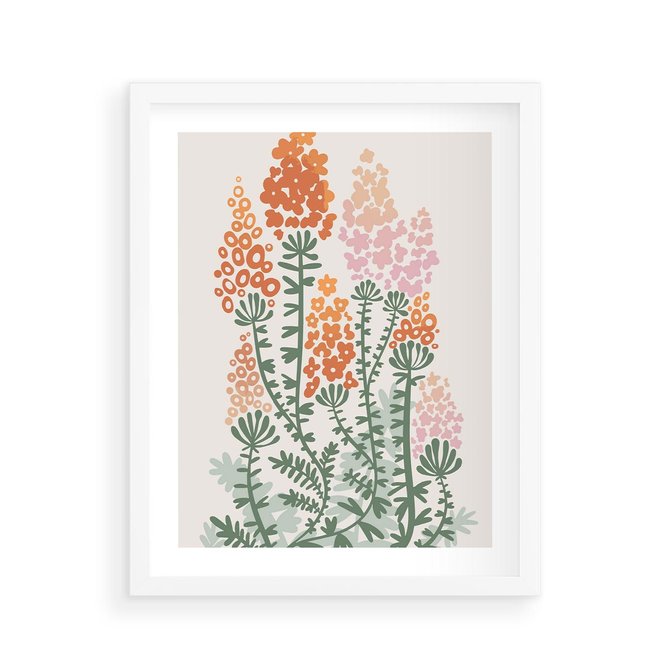 Plakat w ramie 40x50 - Kwiatowe Uniesienia - kwiaty polne, plakat - rama biała