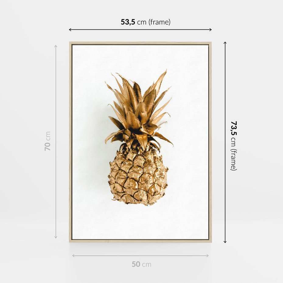 Obraz w ramie 50x70 - Ekskluzywny Akcent - złoty, ananas - rama drewno