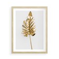 Plakat w ramie 50x70 - Ponadczasowy Urok - złote, liście - rama drewno