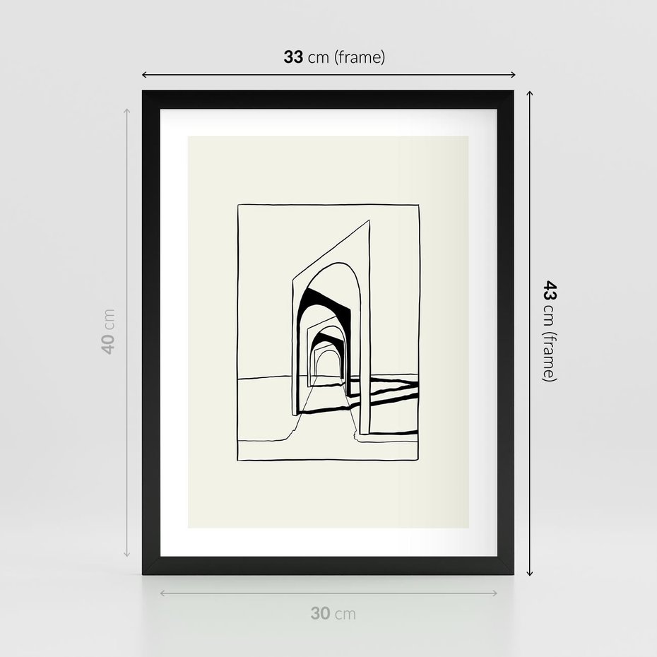 Plakat w ramie 30x40 - Poezja światła i cienia - nowoczesna sztuka, minimalistyczny styl - rama czarna