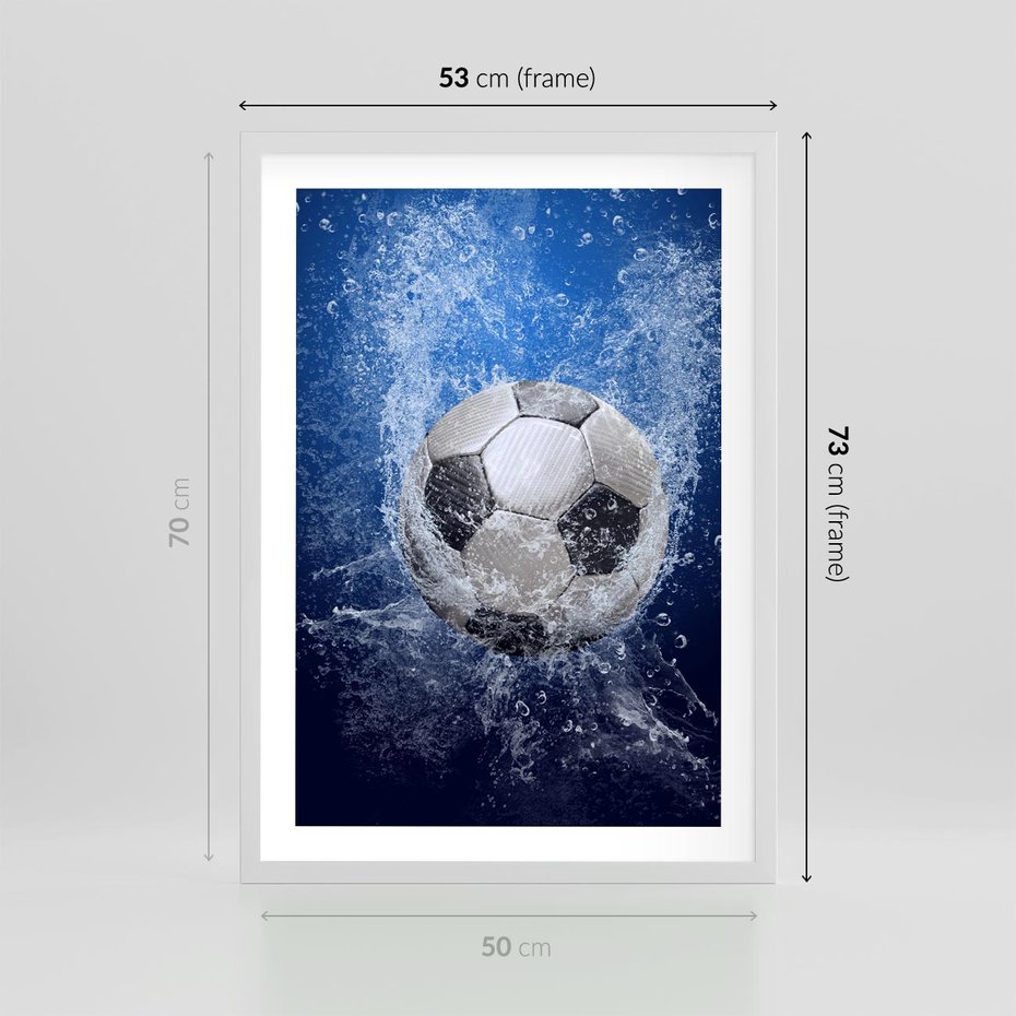 Plakat w ramie 50x70 - Młodzieżowy Zapał - piłka, młodzieżowy - rama biała