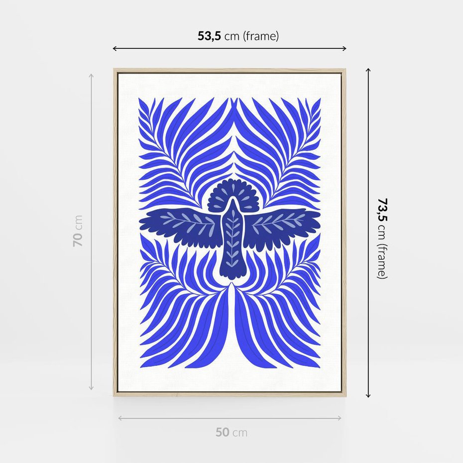 Obraz w ramie 50x70 - Etniczne Rekwizyty - etniczne roślinne wzory, granat - rama drewno