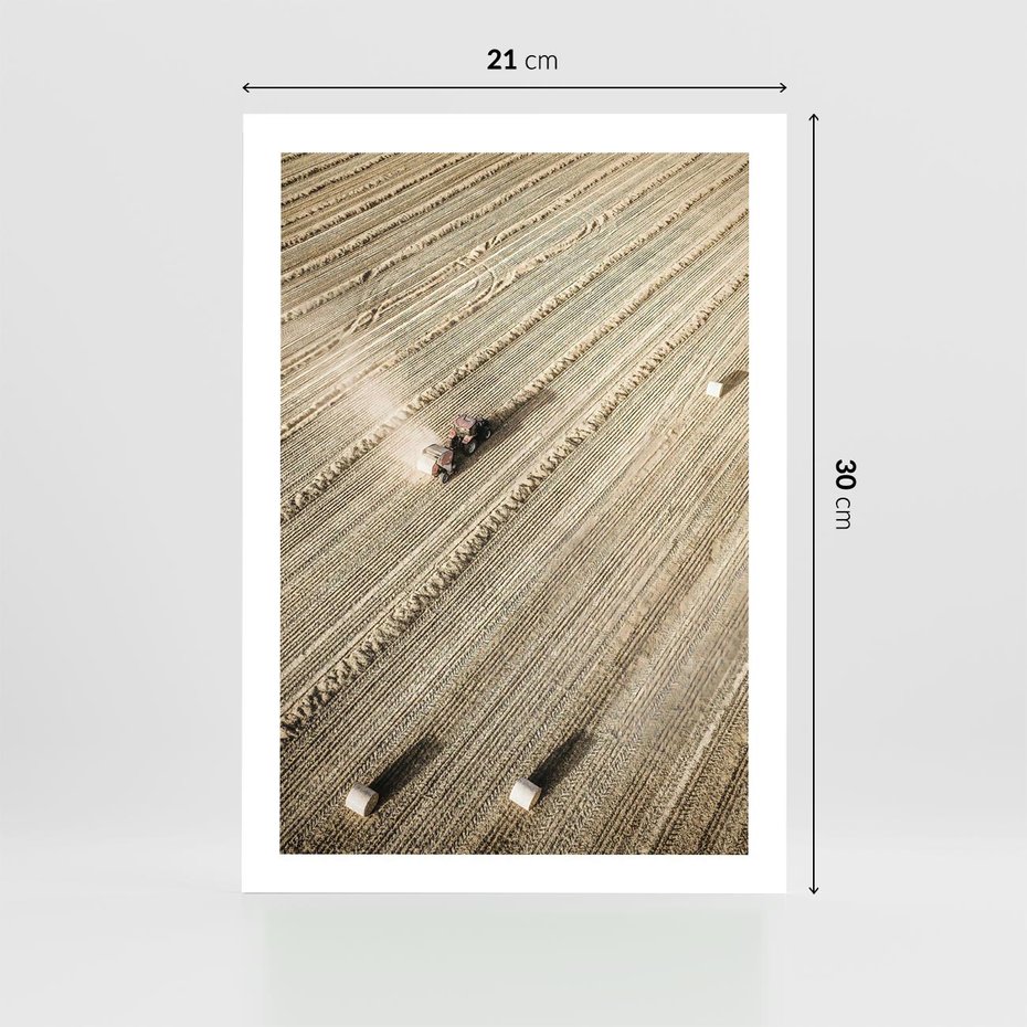 Plakat bez ramy 21x30 - Rolnicza Praca - pole, traktor