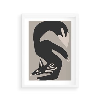 Plakat w ramie 30x40 - Ekspresja Skandynawskiego Światła - skandynawska sztuka, lis - rama biała