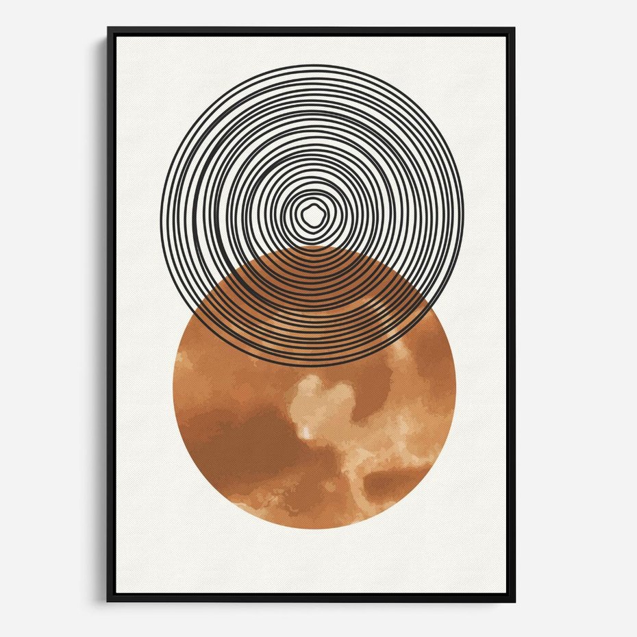 Obraz w ramie 50x70 - Taniec Okręgów - boho obraz, geometria - rama czarna