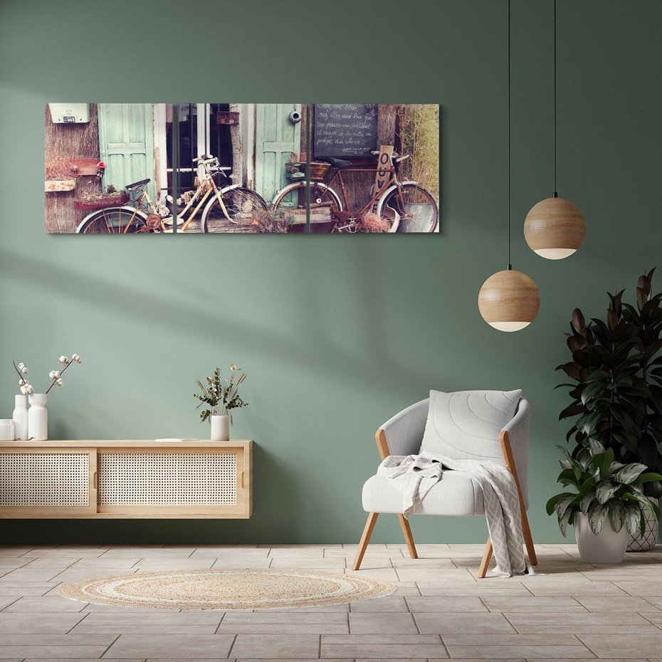 Obraz na płótnie 150x50 - Romantyczny rowerowy spacer po Prowansji - Prowansja, rower