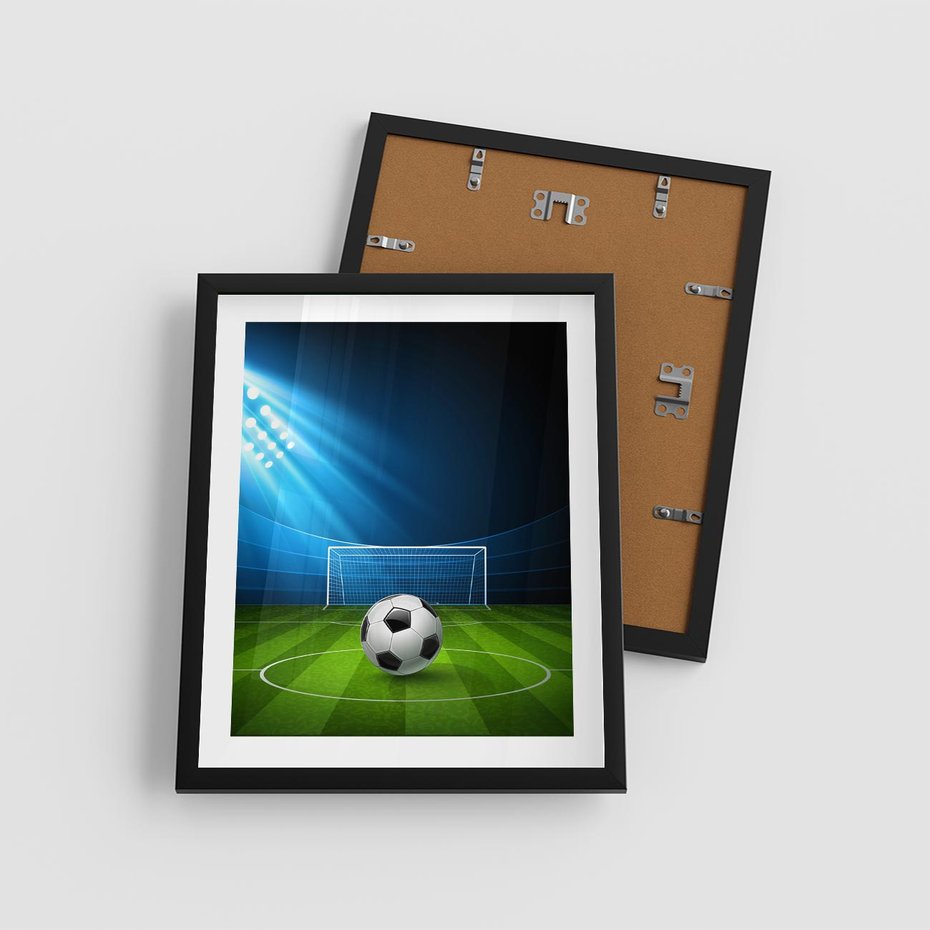 Plakat w ramie 40x50 - Piłkarska ekscytacja w momencie gola - piłka, nożna - rama czarna