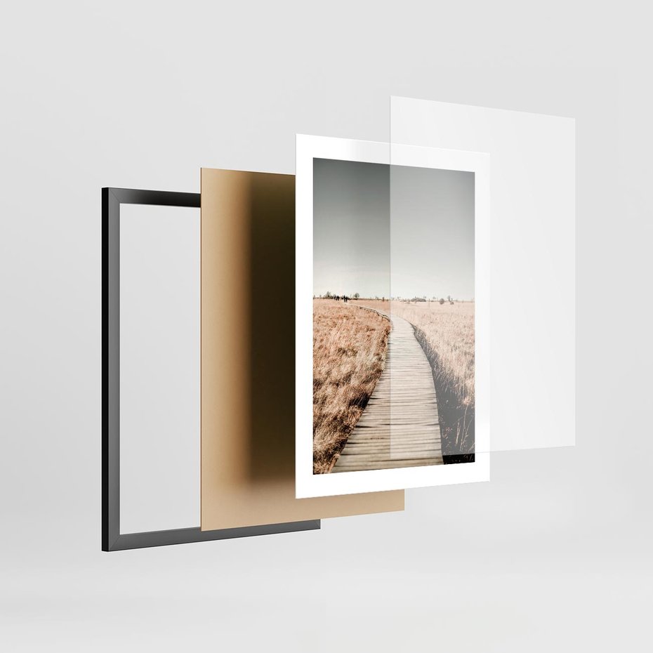 Plakat w ramie 30x40 - Spacer Ścieżką w Suchych Trawach - ścieżka wśród suchych traw - rama czarna