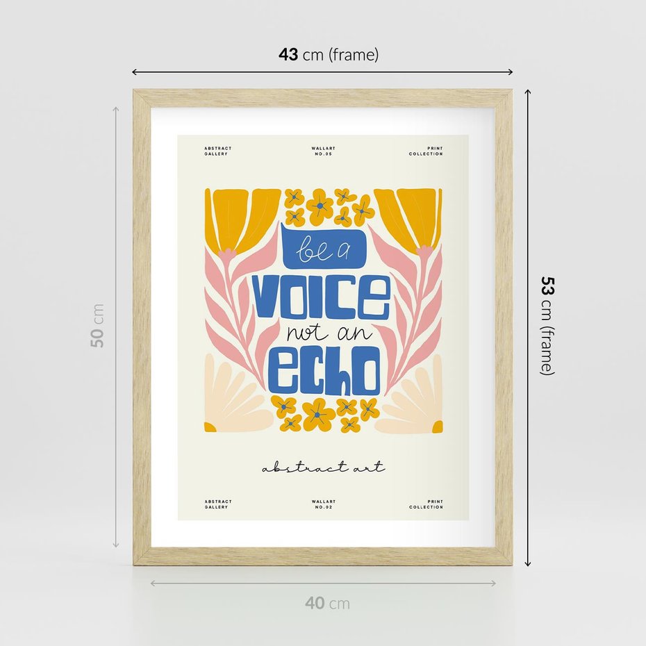 Plakat w ramie 40x50 - Złote Impulsy - typografia, kwiaty - rama drewno