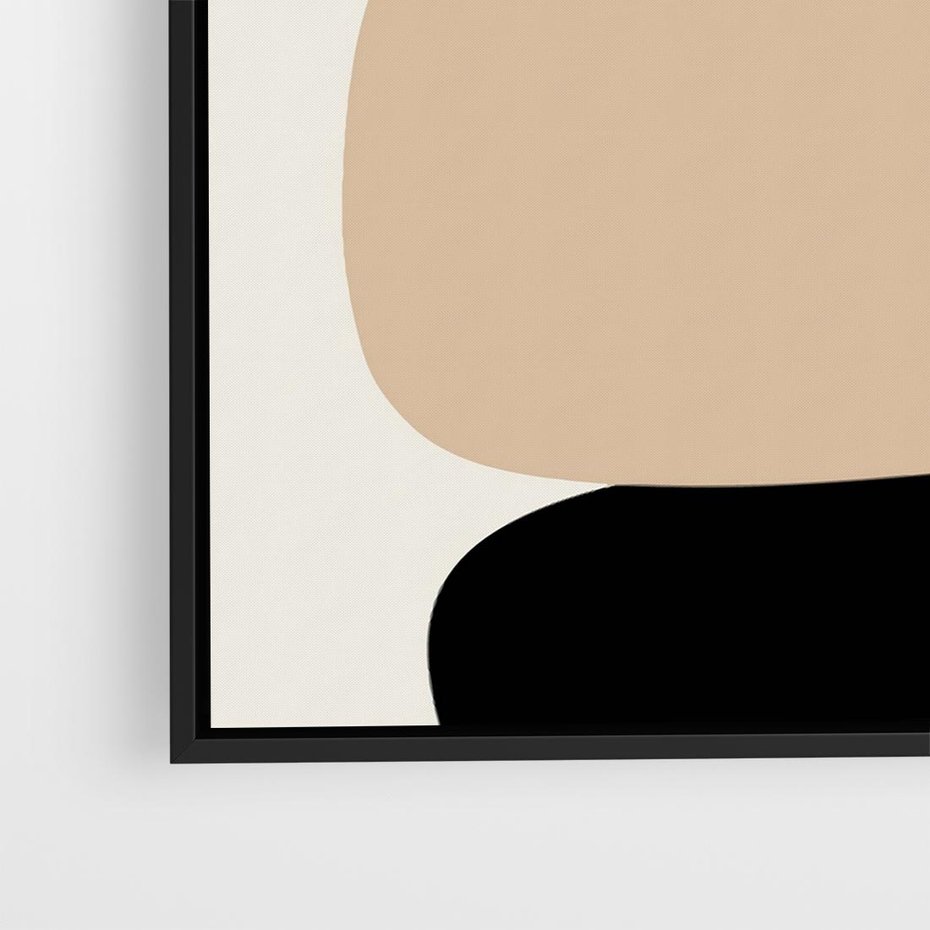 Obraz w ramie 50x50 - Zgeometryzowane Kształty - modernistyczny plakat, obłe kształty - rama czarna