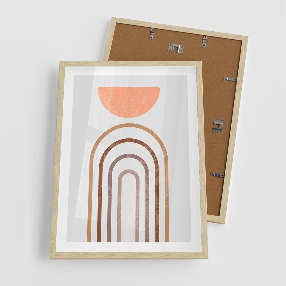 Plakat w ramie 50x70 - Geometryczny Blask Złota - grafika, złoto - rama drewno