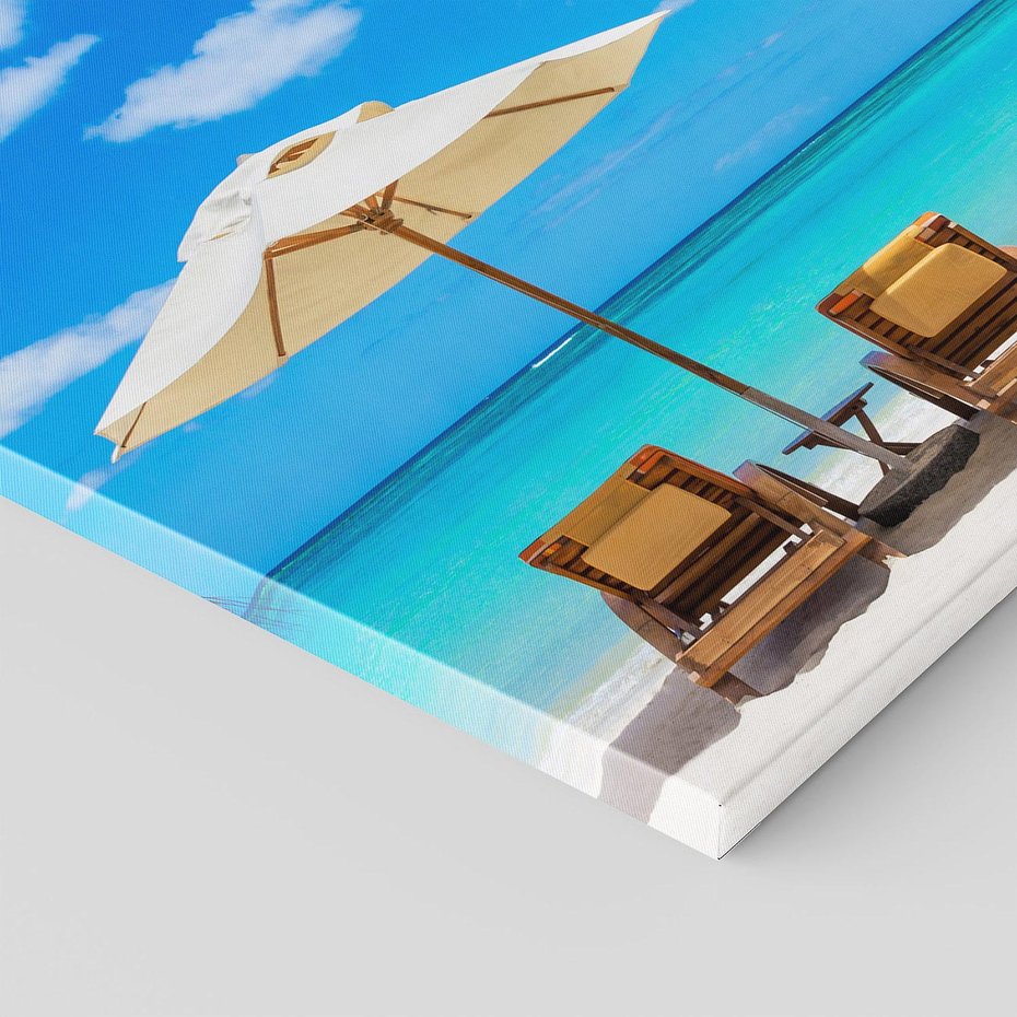 Obraz na płótnie 80x80 - Urok palmowego raju - plaża, palma