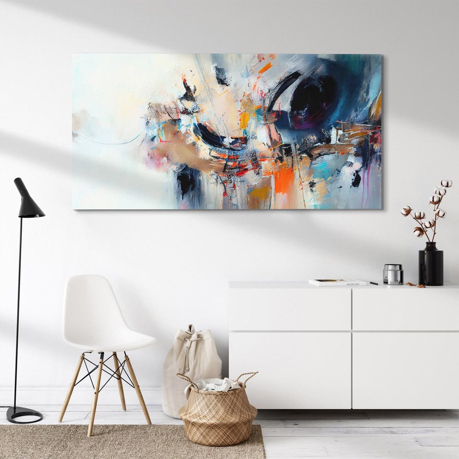 Obraz na płótnie 100x50 - Kontrapunkty zatajonych uczuć - dynamiczna abstrakcja, bałagan na płótnie