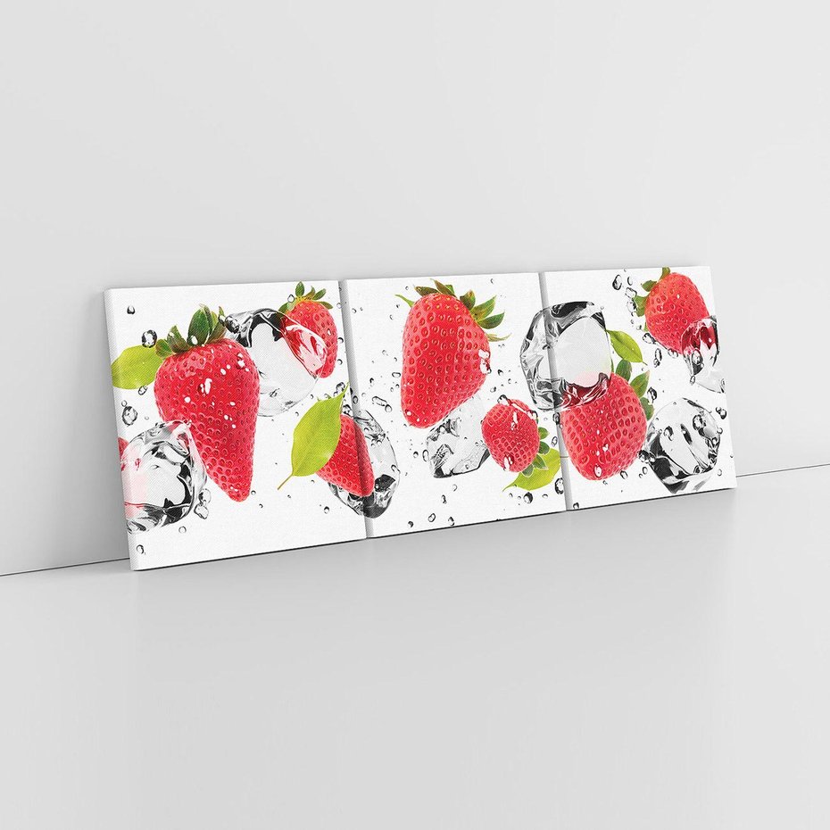 Obraz na płótnie 150x50 - Rajskie truskawki z wodą - truskawki, woda