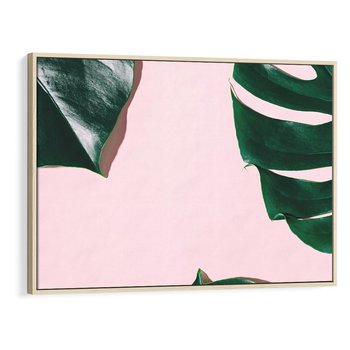 Obraz w ramie 120x80 - Siła Natury - liście, monstera - rama drewno