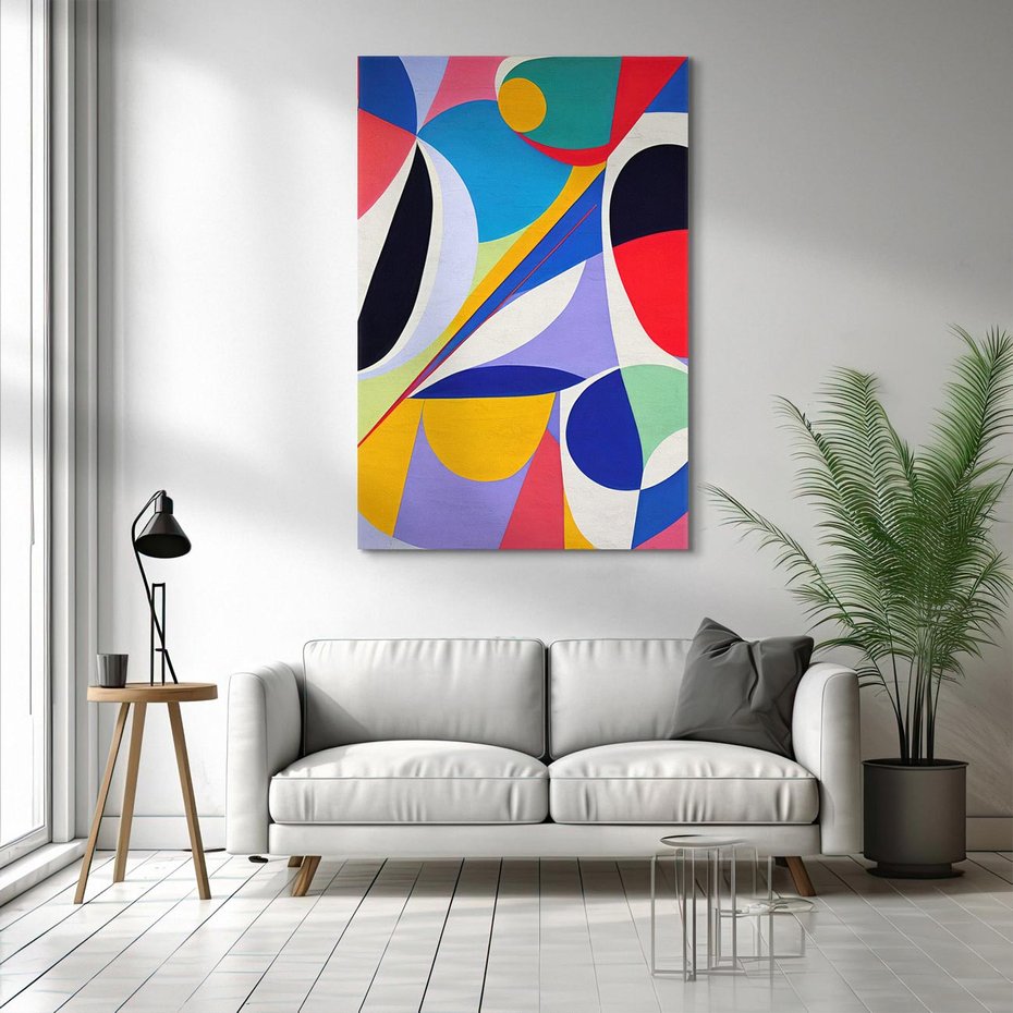 Obraz na płótnie 80x120 - Kolorowe Przesunięcia Kształtów - abstrakcyjny obraz olejny, żywe kolory