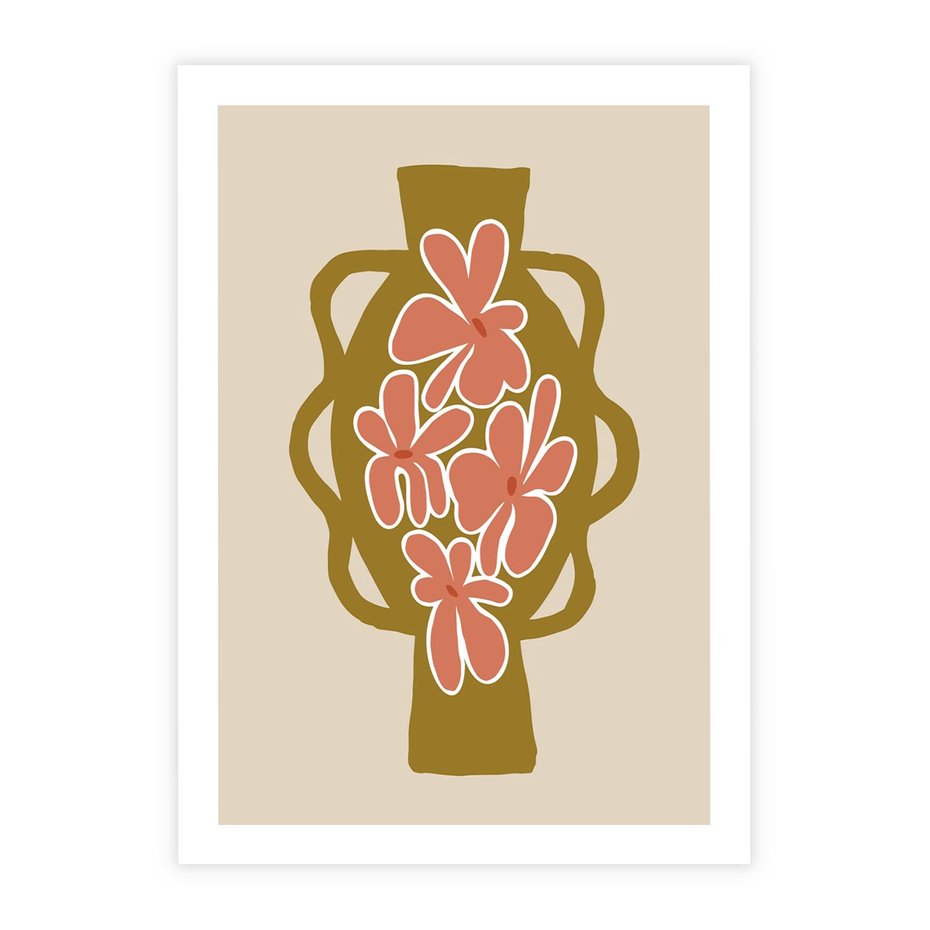 Plakat bez ramy 30x40 - Rozbijające Formy - abstrakcyjny plakat, kwiaty na wazonie